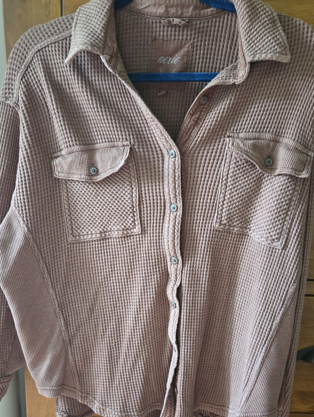 Aerie Eaffle-Knit Button-Up Shirt